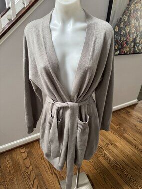 SABLYN Gabriel Tie 100% Cashmere Cardigan Sweater Grey Small
